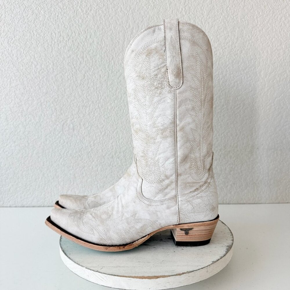 Lane Boots LEXINGTON White Cowboy Boots Womens Western Cowgirl Tall Snip Toe 10 - Picture 4 of 13